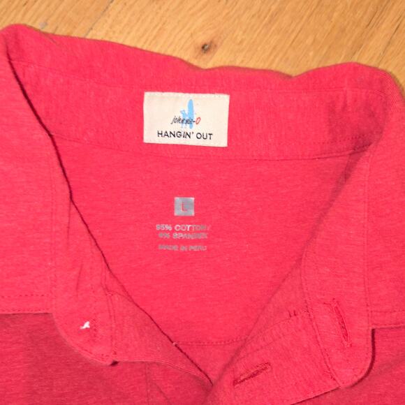 Johnnie-O Hangin' Out polo sz L Reda Red Game Day Original Solid - Picture 3 of 6